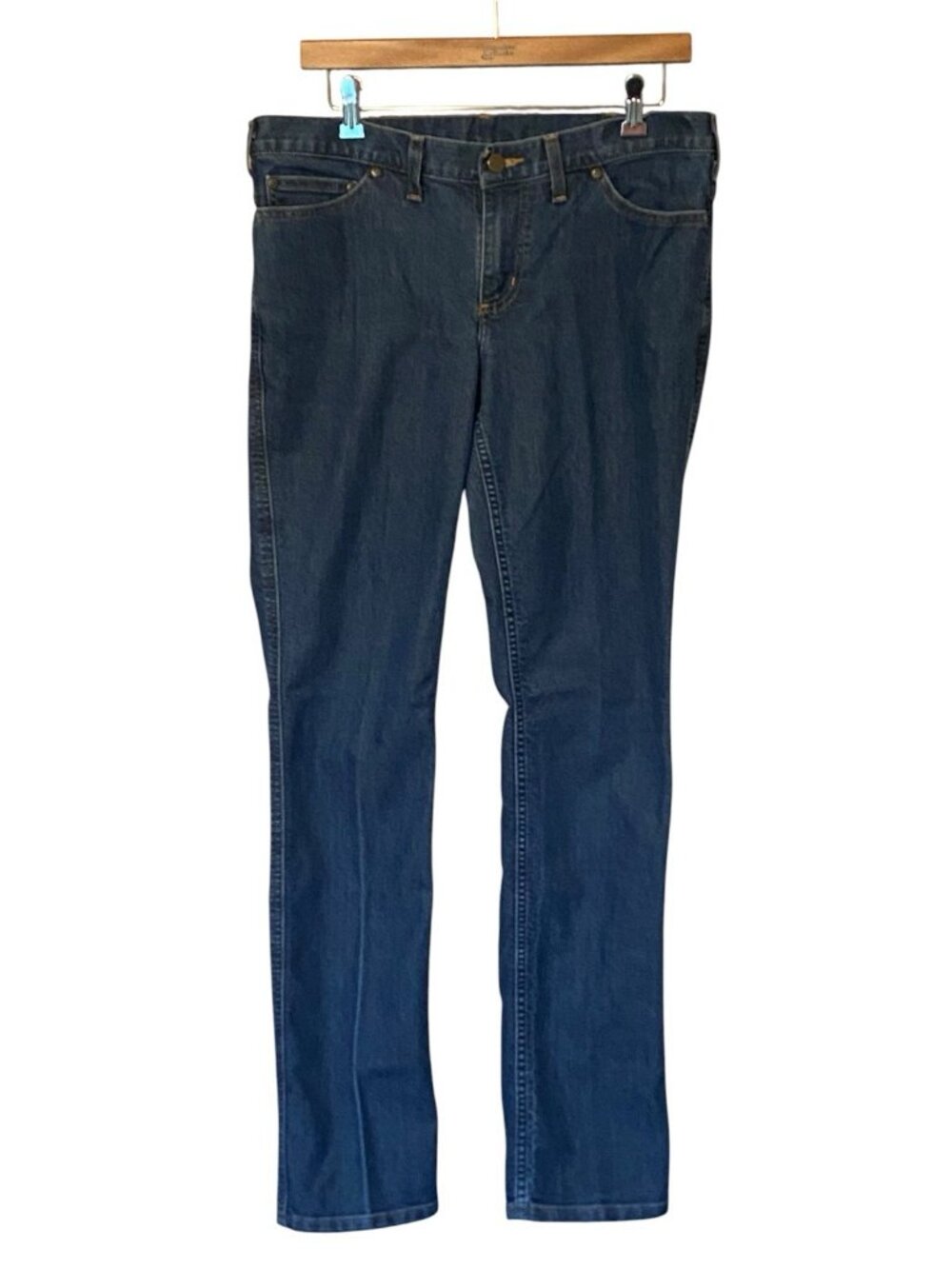 Carhartt Women's Relaxed Fit Jeans Size 10 Dark Wash 34x33 Work Denim